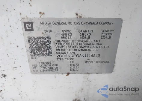 2019 Chevrolet Silverado 2500Hd Wt from USA, damaged, VIN 2GC2KREG3K1114840